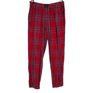 Victorias Secret Pajama Jogger Sleep Pants Red Plaid Flannel Stretch Waist